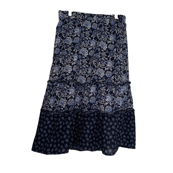 J. Jill Dresses & Skirts - J.Jill Women's XSP Cotton Blue Patterned Skirt with Pull-On Flared Boho Artsy